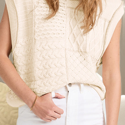 Cable-Knit Round Neck Sweater Vest