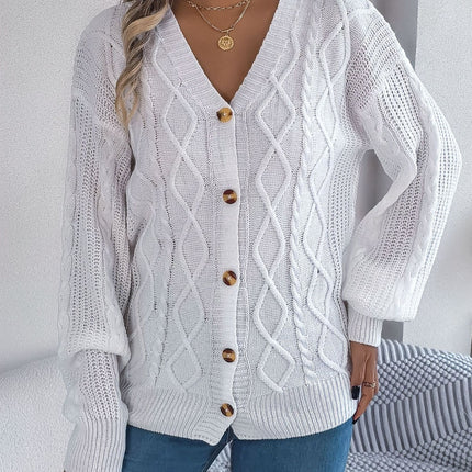 Cable-Knit Long Sleeve Cardigan