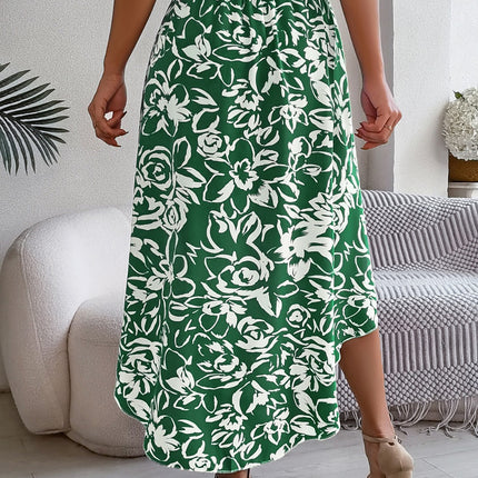 High-Low Printed High Waist Skirt