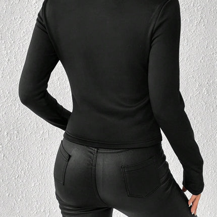 Mock Neck Long Sleeve T-Shirt