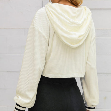 Drawstring Drop Shoulder Long Sleeve Hoodie