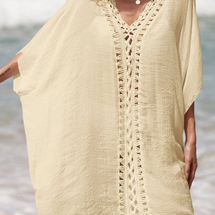 Cutout V-Neck Three-Quarter Sleeve Cover Up