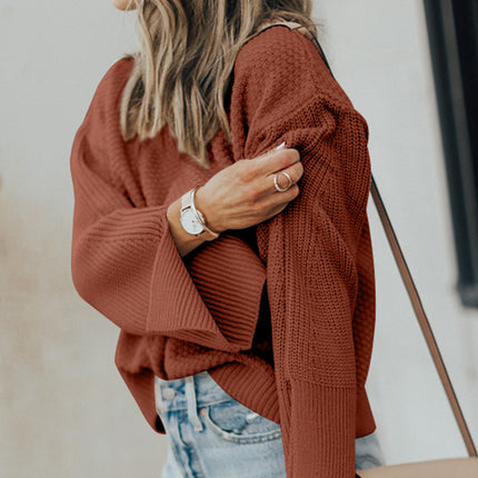 Textured Round Neck Long Sleeve Sweater