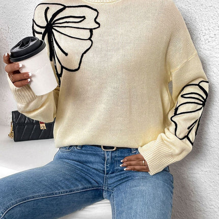 Perfee Mock Neck Dropped Shoulder Long Sleeve Sweater