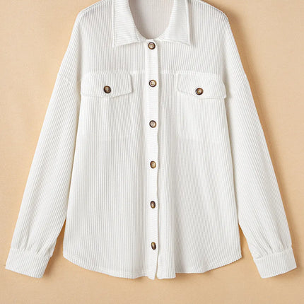 Plus Size Button Up Long Sleeve Jacket