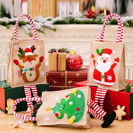 4-Pack Christmas Gnome Graphic Striped Gift Bag