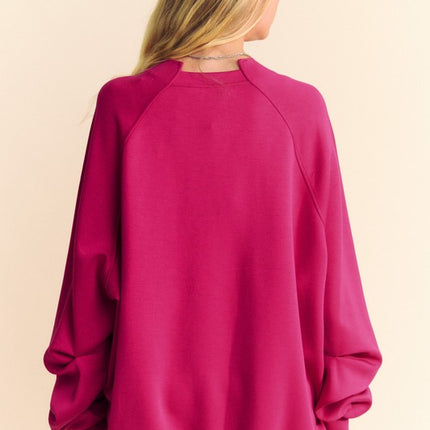 Davi & Dani Round Neck Raglan Sleeve Sweatshirt