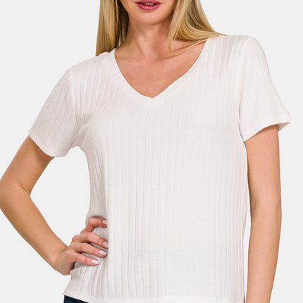 Zenana Ribbed Short Sleeve T-Shirt