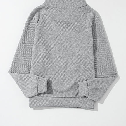 Textured Turtleneck Long Sleeve Sweatshirt