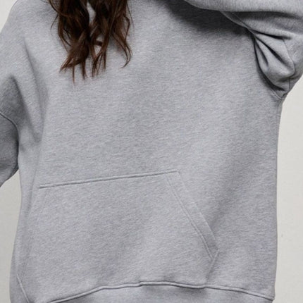 Pocketed Dropped Shoulder Long Sleeve Hoodie