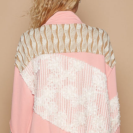 POL Applique Patchwork Zip Up Jacket