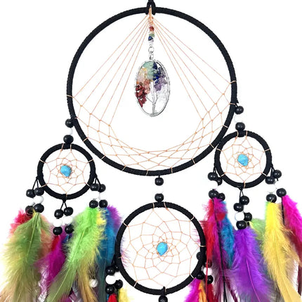 2023 New Dream catchers Retro 5 Ring Dream Catchers Home Decoration Indians Natural Stone Tree of Life Dreamcatcher Wall Hanging