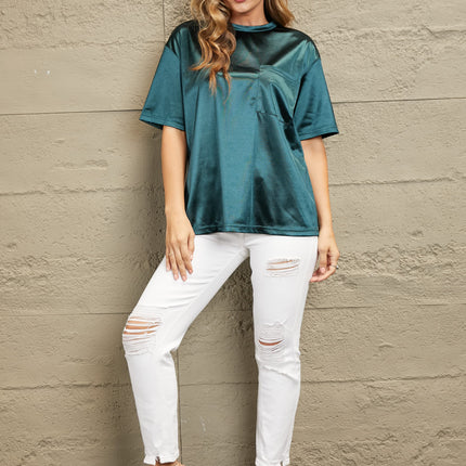 Double Take Round Neck Dropped Shoulder Top