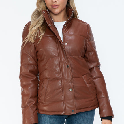 YMI Pocketed Zip Up Turtleneck Puffer Jacket