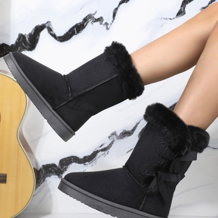 Bow Thermal Faux Fur Suede Boots