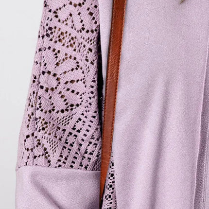 Openwork Round Neck Long Sleeve Sweatshirt