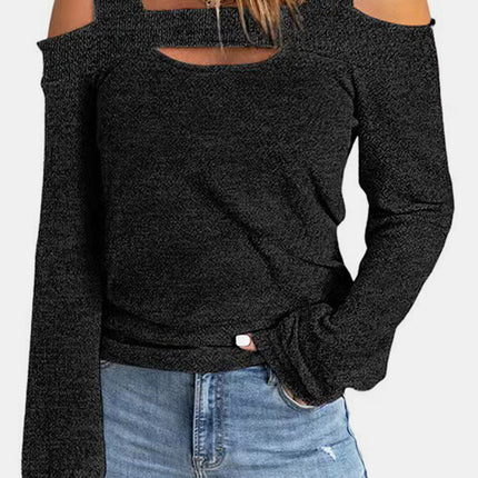 Full Size Cutout Cold Shoulder Blouse