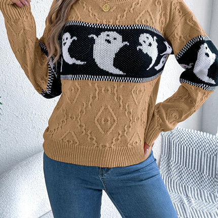 Ghost Round Neck Long Sleeve Sweater