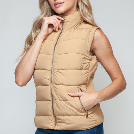 Snobbish Zip Up Turtleneck Vest with Pockets