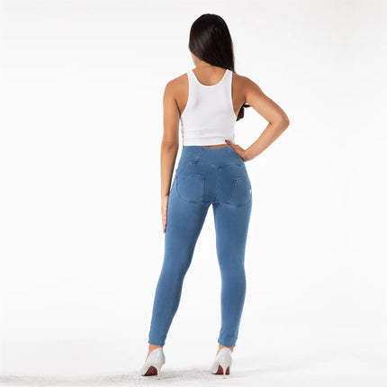 Melody Fit Jeans Full Length Push Up Skinny Slim High Waist Four Ways Stretchable Denim Jeans for Woman Summer