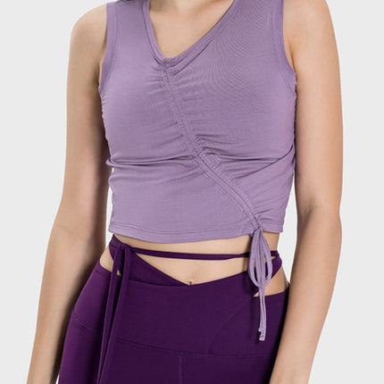 Drawstring Ruched Wide Strap Active Tank