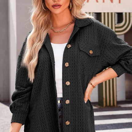 Textured Button Up Long Sleeve Shacket