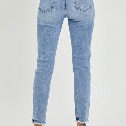 RISEN Full Size High Rise Frayed Hem Skinny Jeans