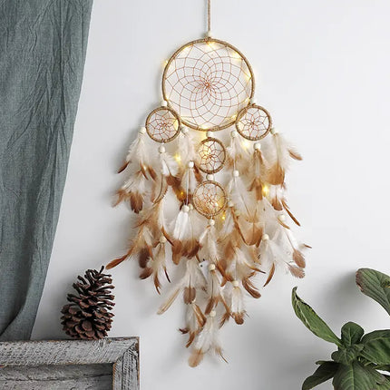 2023 New Dream catchers Retro 5 Ring Dream Catchers Home Decoration Indians Natural Stone Tree of Life Dreamcatcher Wall Hanging