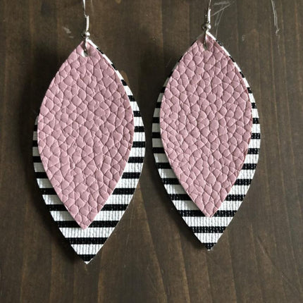 PU Leather Leaf Dangle Earrings