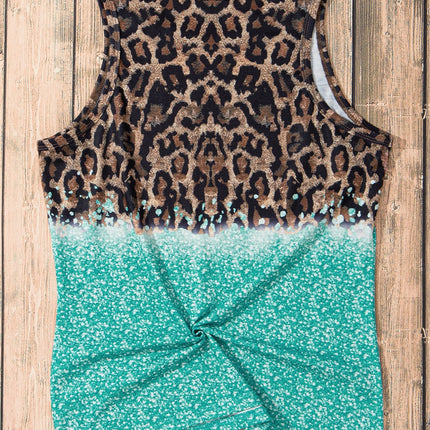 Leopard Geometric Round Neck Tank