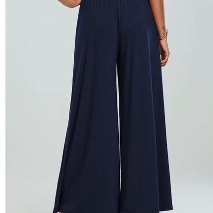 Pocketed Elastic Waist Wide Leg Pants