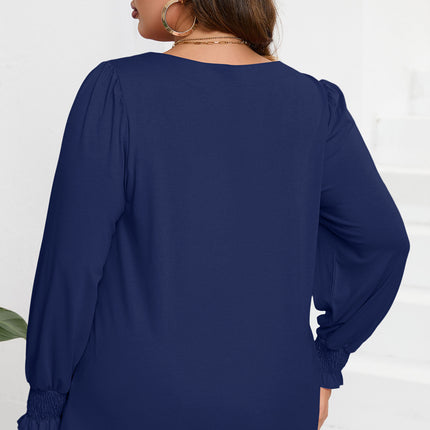 Plus Size Square Neck Lantern Sleeve T-Shirt