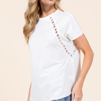 Double Take Full Size Cutout Round Neck Short Sleeve T-Shirt