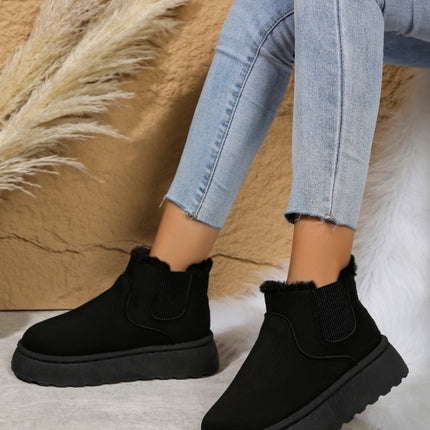 Suede Round Toe Platform Boots