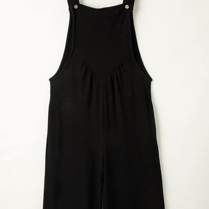 Buttoned Wide Leg Overalls