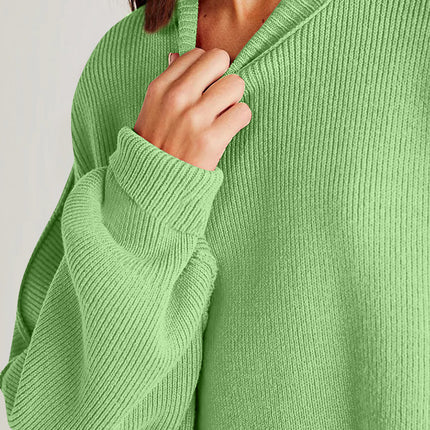 Double Take Side Slit Round Neck Long Sleeve Sweater