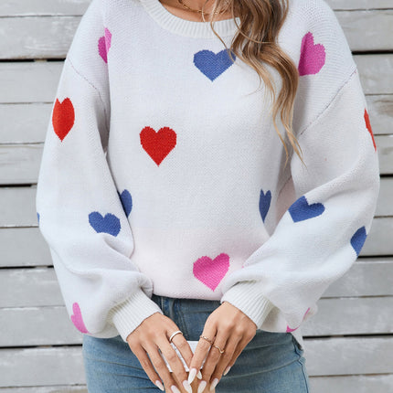 Angel Wings Heart Round Neck Long Sleeve Sweater