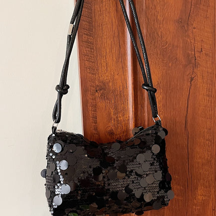 Sequin Knotted Straps Shoulder Bag