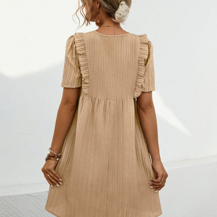 Tie Neck Short Sleeve Mini Dress