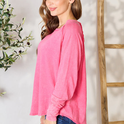 Zenana Round Neck Long Sleeve Top