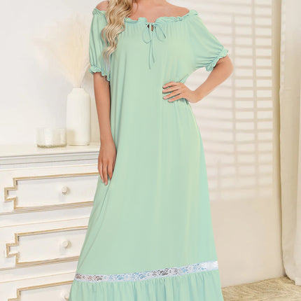 Lace Detail Short Sleeve Lounge Dress