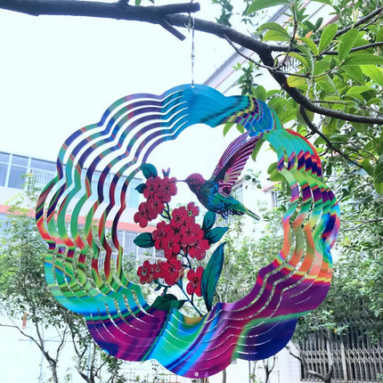 Birds And Flowers Stainless Steel 3D Rotating Wind Spinner Chime Mirror Metal Home Garden Decoration Outdoor Indoor Ornaments - Vickie Lynn's