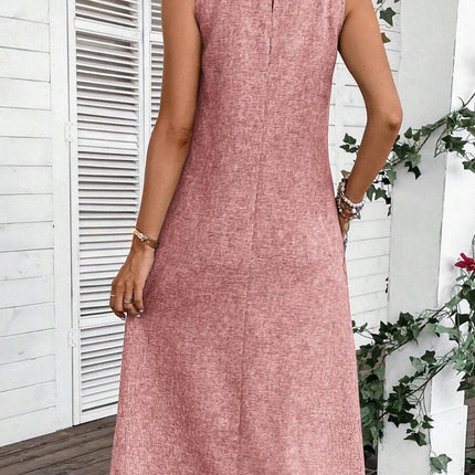 Full Size Pocketed Round Neck Sleeveless Dress