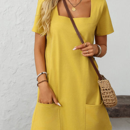 Mandy Square Neck Short Sleeve Mini Dress