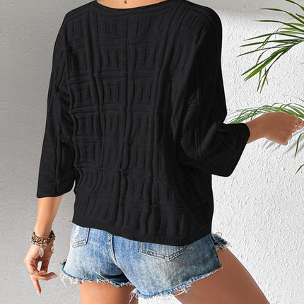 V-Neck Three-Quarter Sleeve Knit Top