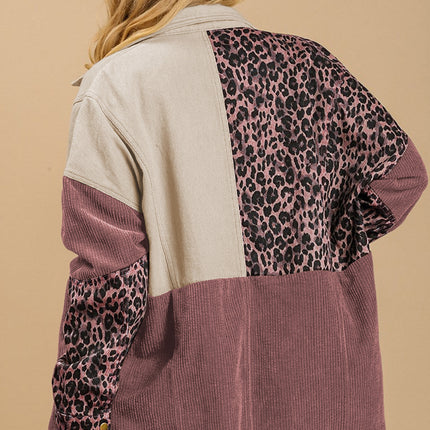 High-Low Leopard Snap Down Shacket