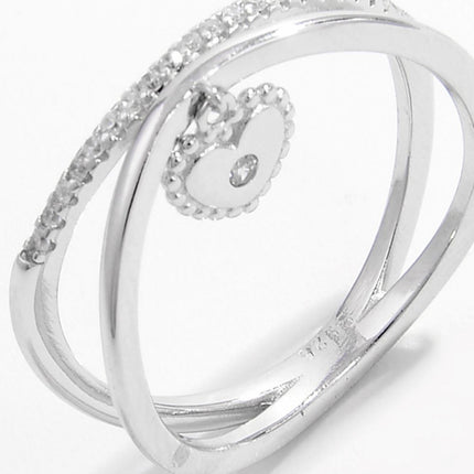 925 Sterling Silver Zircon Heart Charm Ring