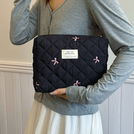 Bow Embroidered Quilted Storage Bag