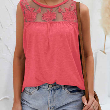 Lace Detail Round Neck Tank