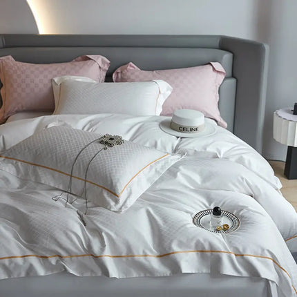 New 1000TC Egyptian Cotton Bedding Sets Luxury Jacquard Duvet Cover Flat sheet Pillowcase